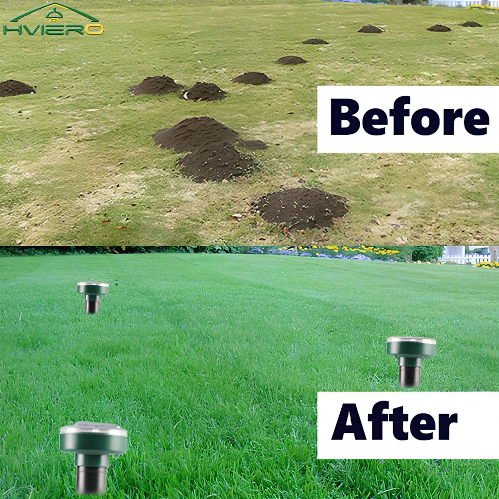 4/8X Solar Repeller Powered Ultrasonic Sonic Mouse Mole Pest Rodent Repellent Vibration Wave Yard Outdoor Garden Lawn Farm Field
