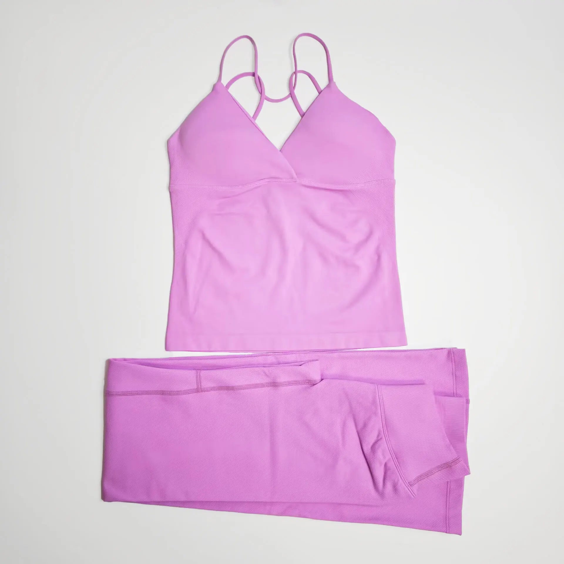 NCLAGEN Women Sportwear Vision Set Twist Front Longline Top + Flares 2 Pieces Fitness Suit Workout Running Outfit Gym Clothing