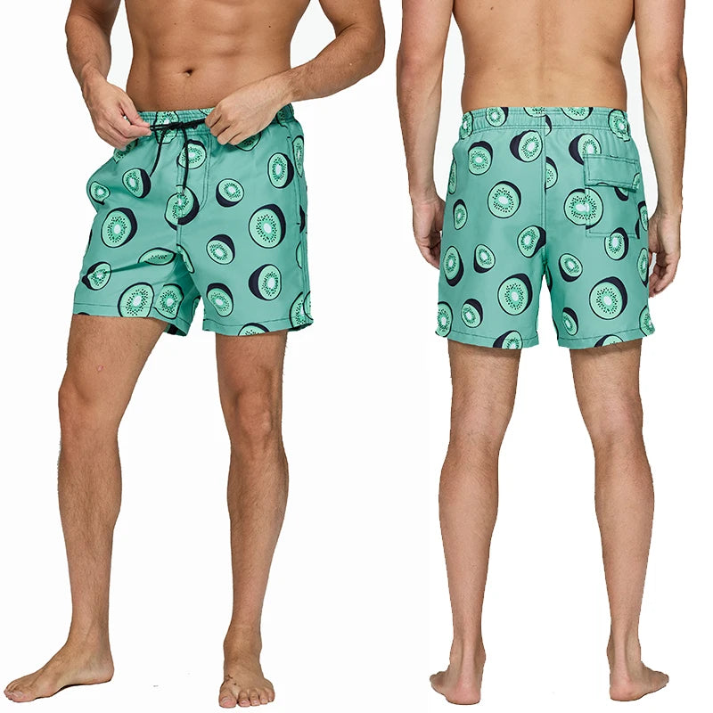 DATIFER Men's Sports Short Beachwear New Style Polyester Printing Fitness Beach Pants Surfing Swimming Trunks Bathing Swimwear