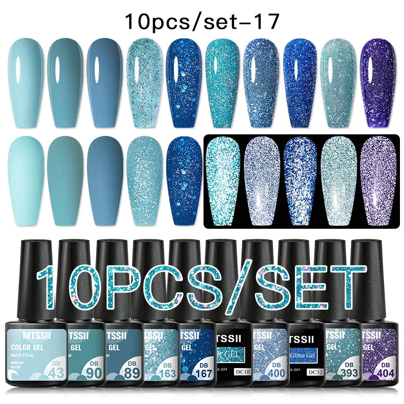10/12PCS/SET Cat Magnetic Gel Nail Polish Set 9D Reflective Glitter Gel Semi Permanent UV Gel Soak Off Sparkling Nail Art Kits