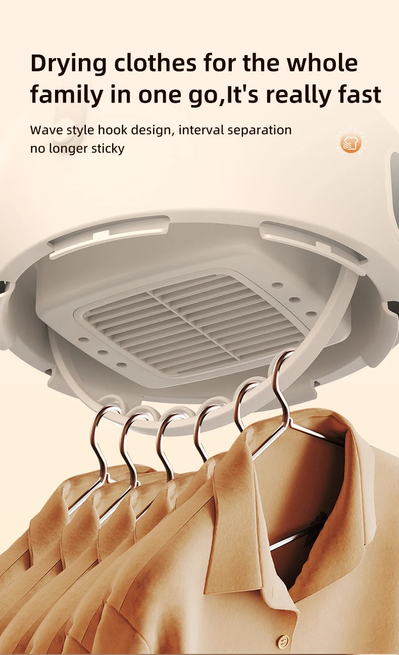 Portable Electric Dryer Multifunctional Dryer Foldable Timed Fast Drying Low-noise Warm Air Heating Clothing Care Mini Dryer