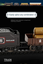 Kids Retro Electric Steam Train Rail Toys Classical Railway Freight Train High-Speed Tracks Train Model Boys Toys Christmas Gift