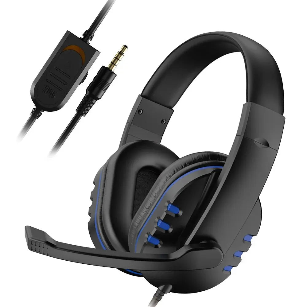 Headphones 3.5mm Wired Gaming Headset Earphones Music For PS4 Play Station 4 Game PC Chat Computer With Microphone Main image