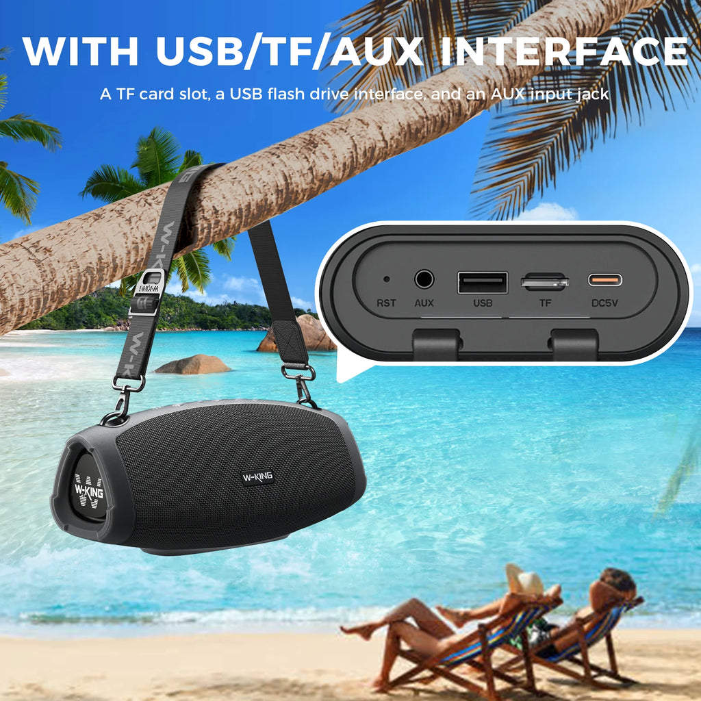 W-KING (120W PEAK)70W Portable Loud Bluetooth Speakers with Wireless Microphone,  Waterproof Outdoor Wireless Bluetooth
