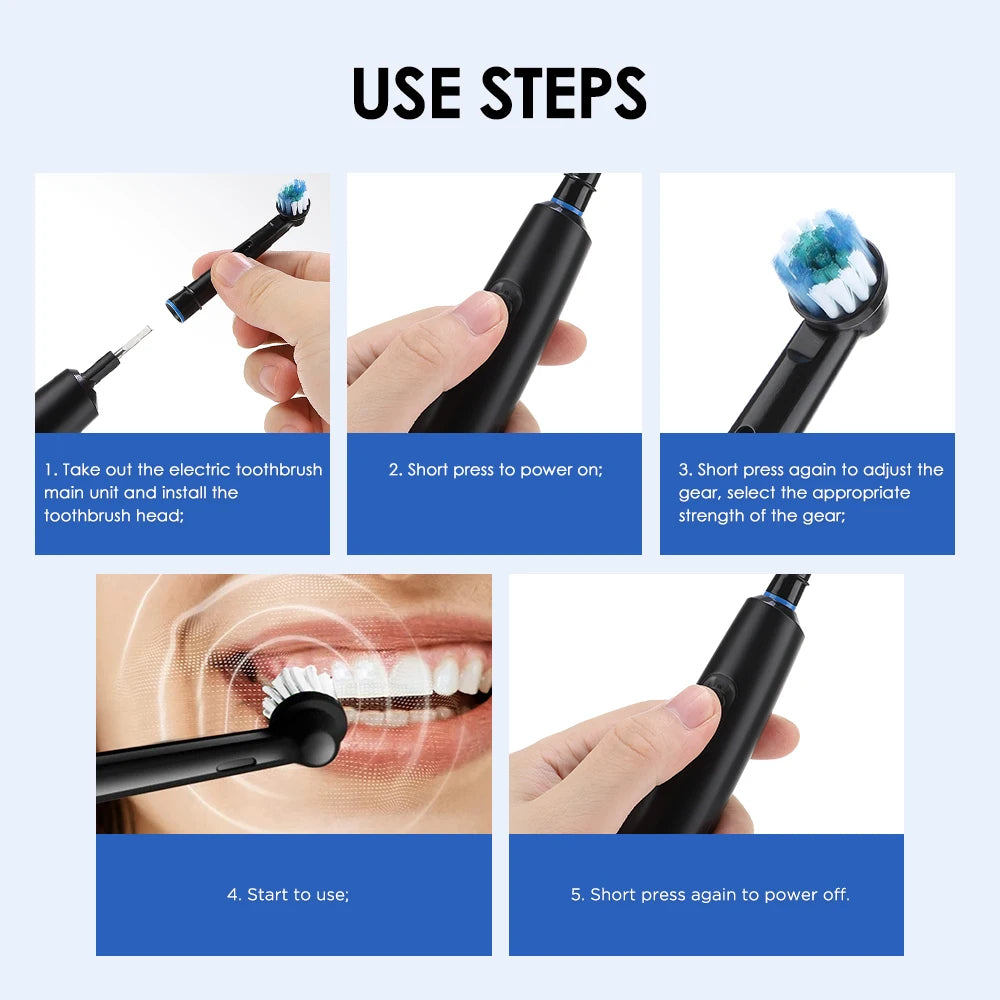 Electric Toothbrush Cordless USB Rechargeable Waterproof Intelligent Toothbrush Effective Oral Care Adults Automatic Tooth Brush