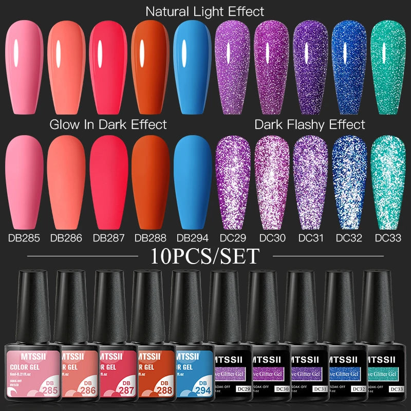 10/12PCS/SET Cat Magnetic Gel Nail Polish Set 9D Reflective Glitter Gel Semi Permanent UV Gel Soak Off Sparkling Nail Art Kits