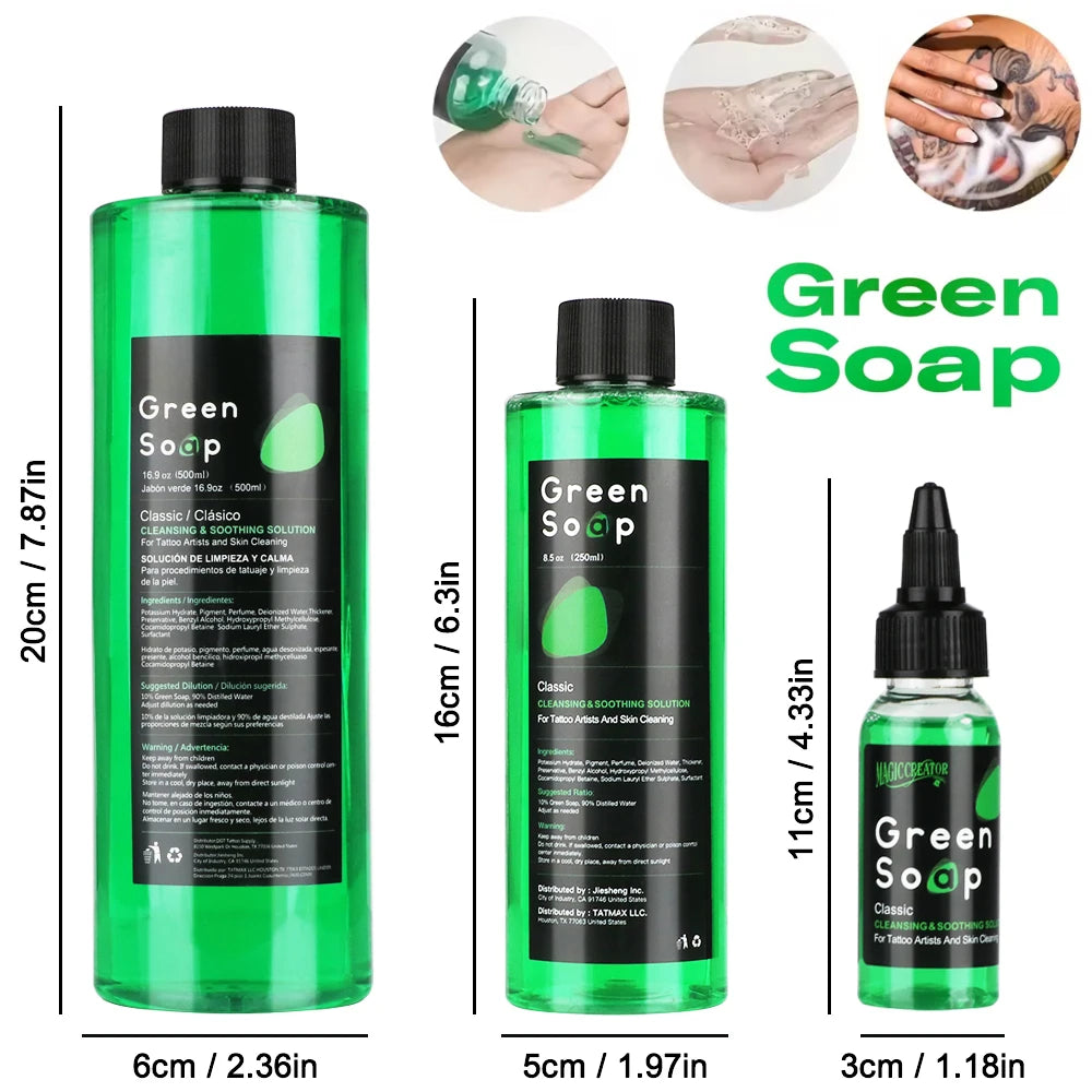 Tattoo Green Soap and Blue Soap - Super Concentrated Tattoo & Piercing Cleanser for Tattoo Studios, Tattoo Artist & Beginner Image principale du produit