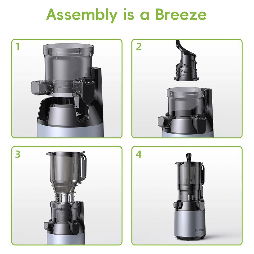 BioloMix Cold Press Juicer,with 130mm Feed Chute,Fit Whole Fruits & Vegetables,High Juice Yield,BPA FREE Slow Masticating Juicer