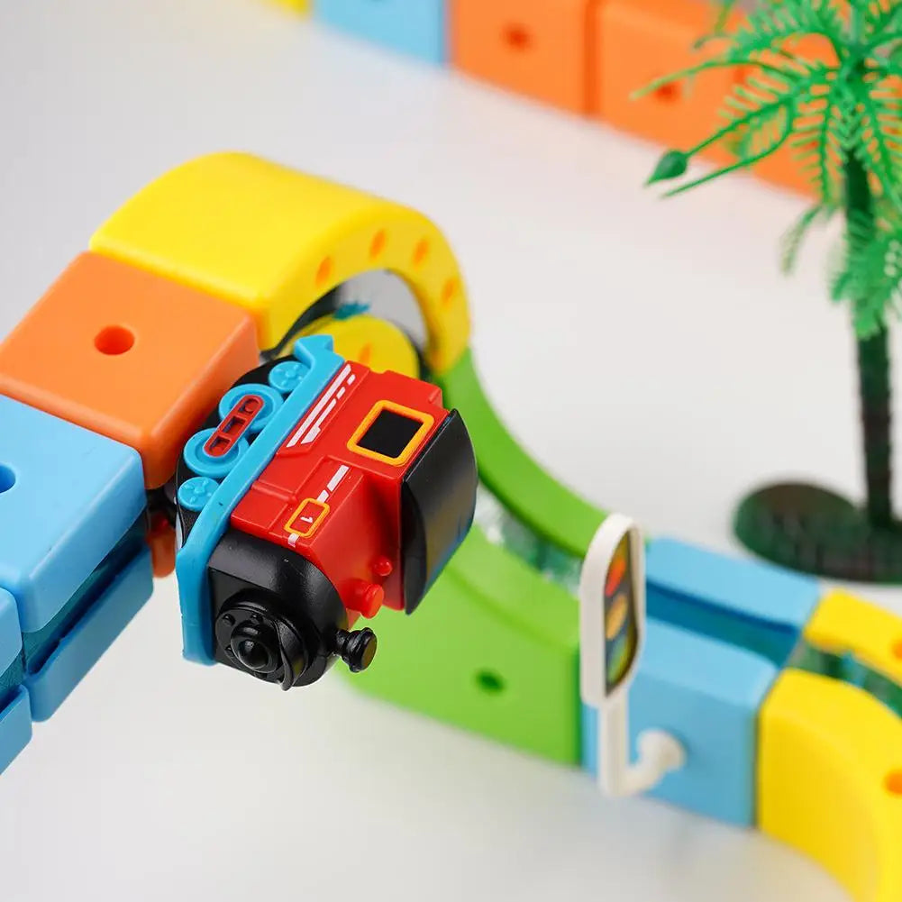 Magnetic Electric Train Car Locomotive Wooden Track Slot Diecast Railway With Two Carriages Train Wood Kid Toy Biro Track