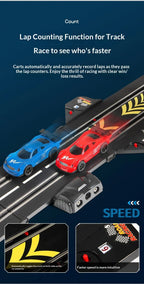 Electric Remote Control Slot Car Track Large 2-Player Competitive Dual Mode Remote Adjustable Splicing Kids Adults Gift Toy Set