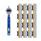 Fusion series Stainless steel manual shaver, 5-layer razor blade reusable, retro wet scratch resistant hair removal blade