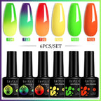LILYCUTE 7ML 6PCS Neon Gel Nail Polish Set fluorescent Series Color Changing Semi Permanent Soak Off Manicure kit Nail Art Gel
