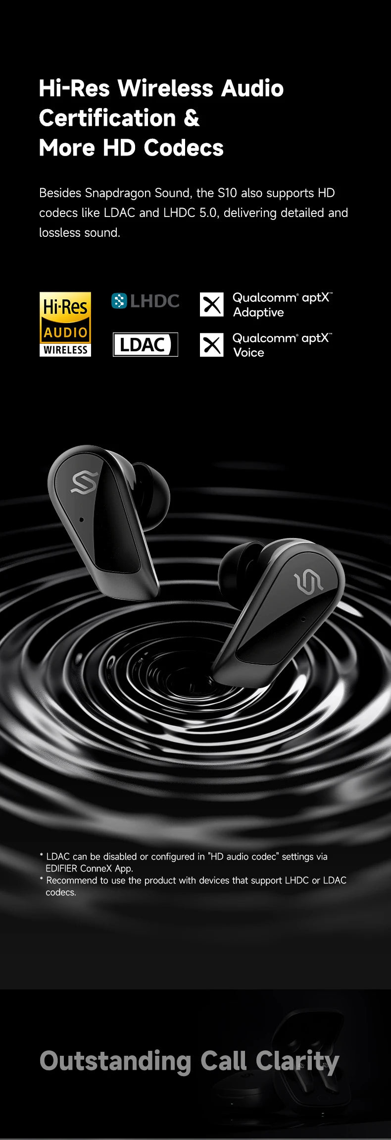 EDIFIER S10 Planar Magnetic ANC True Wireless Earbuds Hi-Res LDAC Bluetooth 5.4 Earphones 6 Mics 28H Battery