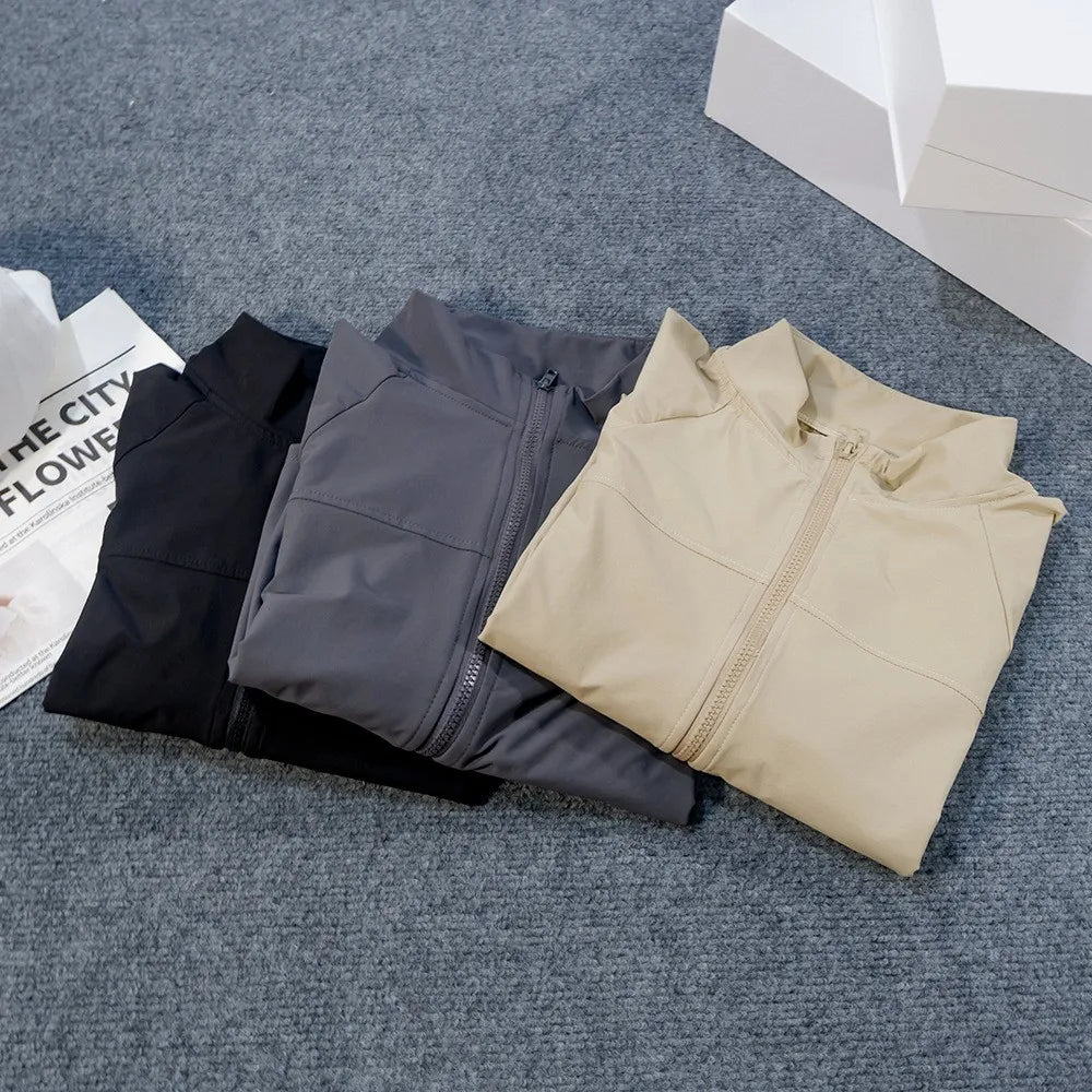 Yoga Wear American Style Sports Windproof Stand Collar Sun Protection Jacket Breathable Top Outdoor Quick-Dry Short Zipper Women Secondary image