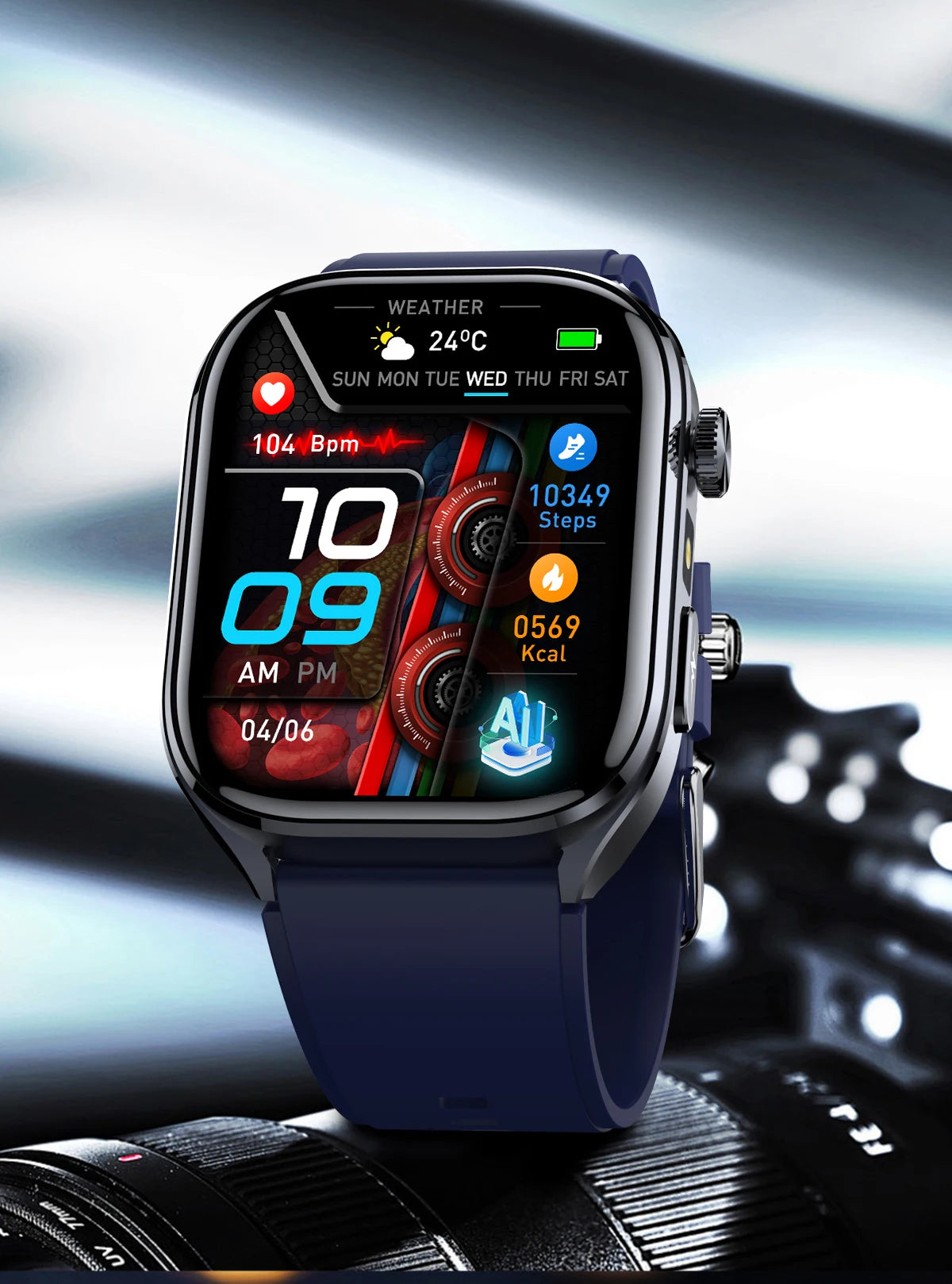 New Health Watch Uric Acid Blood Pressure Blood oxygen Body Analysis Body Fat SmartWatch ECG+PPG Bluetooth call Clock Women Men