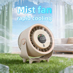 New Misting Fan Humidifying Rapid Cooling Hanging Hole Low Noise Digital Display Button Controlled Speed Fine Absorbable