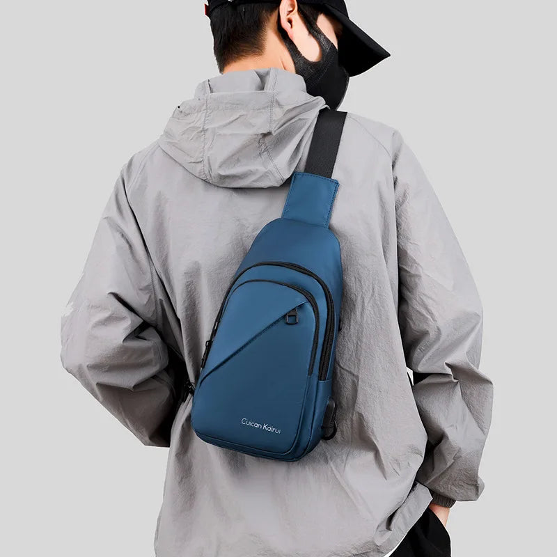 Men's Fashionable Casual Chest Bag Outdoor Cycling Waterproof Durable Sports Backpack Trendy Versatile Portable Crossbody Bag