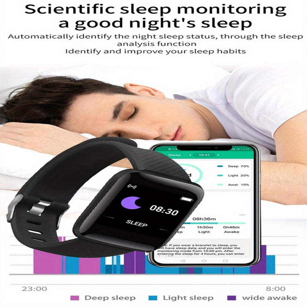 Smart Watch Sport Wristband Fitness Monitoring Track Heart Rate Call and Message Remind Men Smartwatch Woman 116 Plus Clock D13