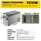VEVOR  35L 45L 55L Car Refrigerator Mini Fridge Freezer Portable Compressor Cooler 12/24V DC 110-240V Ice Box for Camping