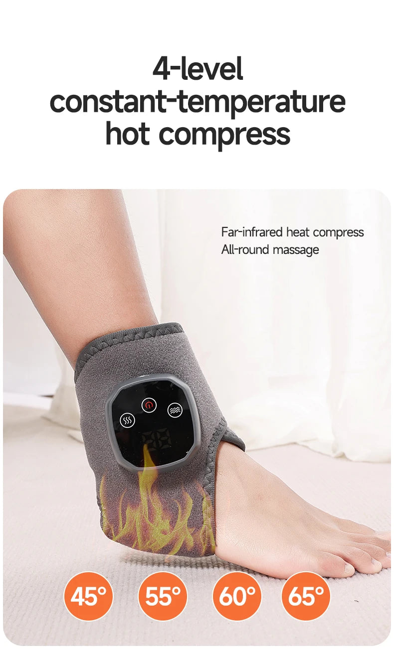 Electric Heat And Vibration Ankle Wrist Massager Hot Compress Therapy Ankle Massage Heated Wrap Support Brace Foot Protector