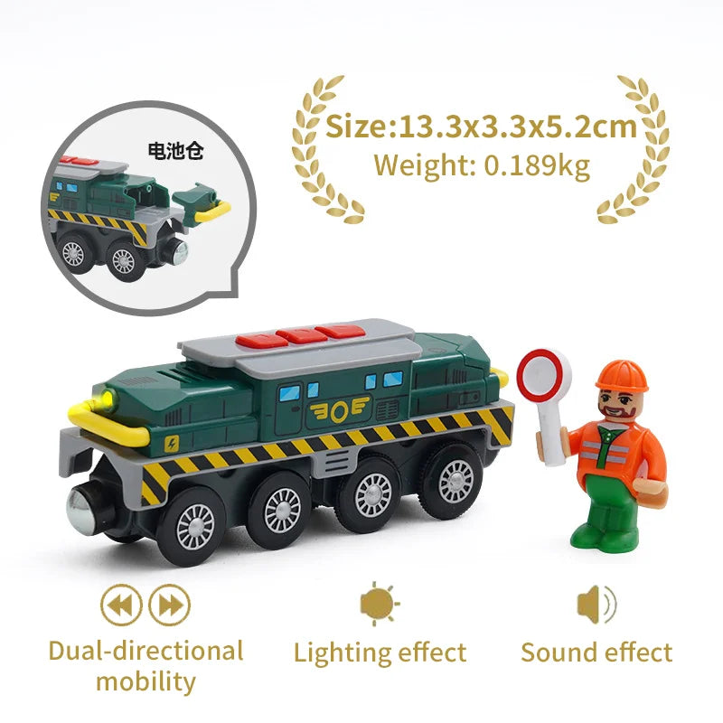 Wooden Railway Train Locomotive Magnetic Electric Car Train Toys Fit Biro Wooden Diecast Slot Train Track Railway Christmas Gift