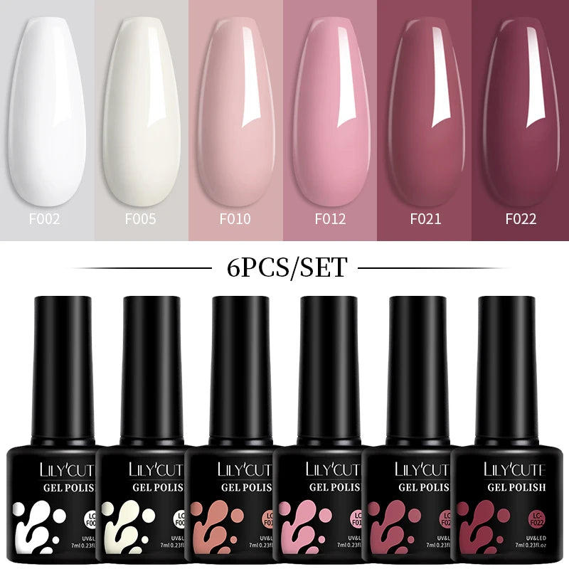 LILYCUTE 7ML 6PCS Neon Gel Nail Polish Set fluorescent Series Color Changing Semi Permanent Soak Off Manicure kit Nail Art Gel