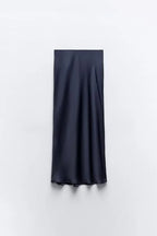 ETJ 2025  Women's spring new elegant fashion all-in-one stretch high-waisted A-line silk satin sag skirt multi-color option