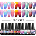 10/12PCS/SET Cat Magnetic Gel Nail Polish Set 9D Reflective Glitter Gel Semi Permanent UV Gel Soak Off Sparkling Nail Art Kits