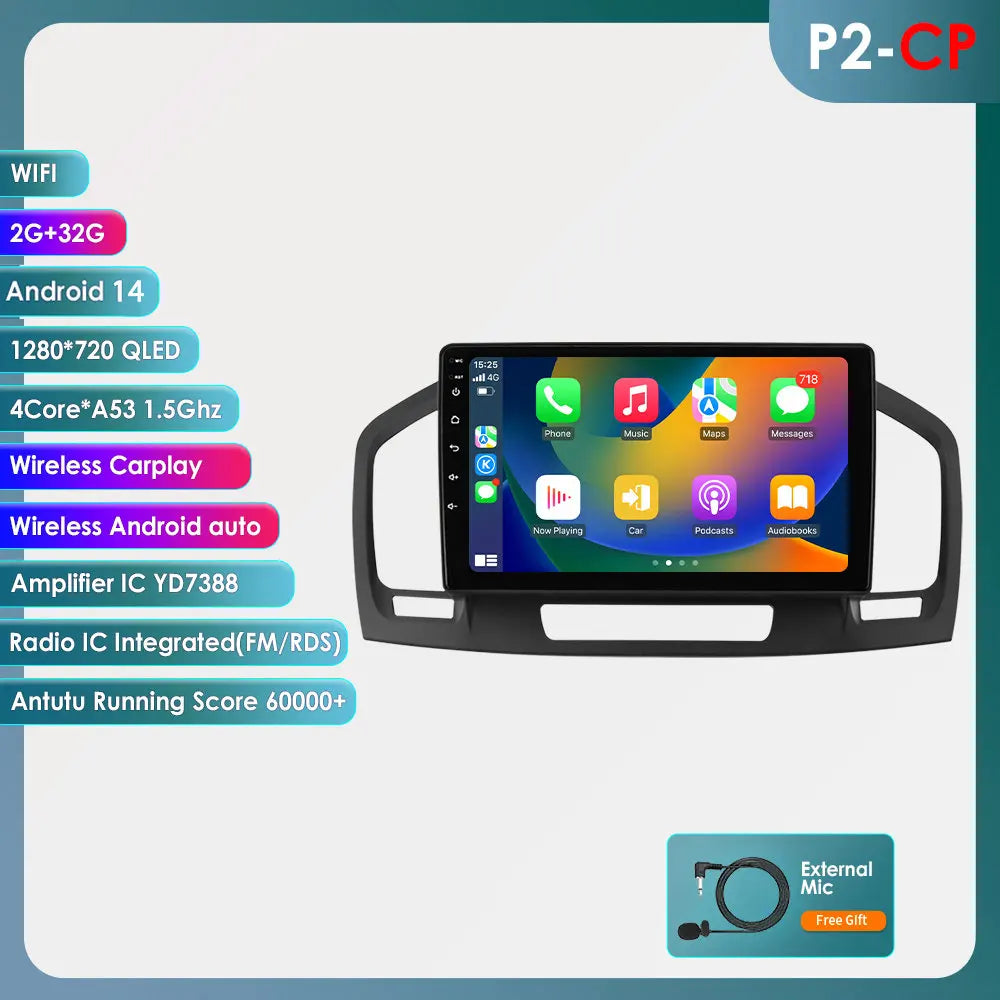 9inch 7862 QLED Screen 2din Android Car Radio Multimedia Video Player for Buick Regal 1 Opel Insignia GPS Navi Carplay 4G RDS BT