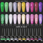 10/12PCS/SET Cat Magnetic Gel Nail Polish Set 9D Reflective Glitter Gel Semi Permanent UV Gel Soak Off Sparkling Nail Art Kits
