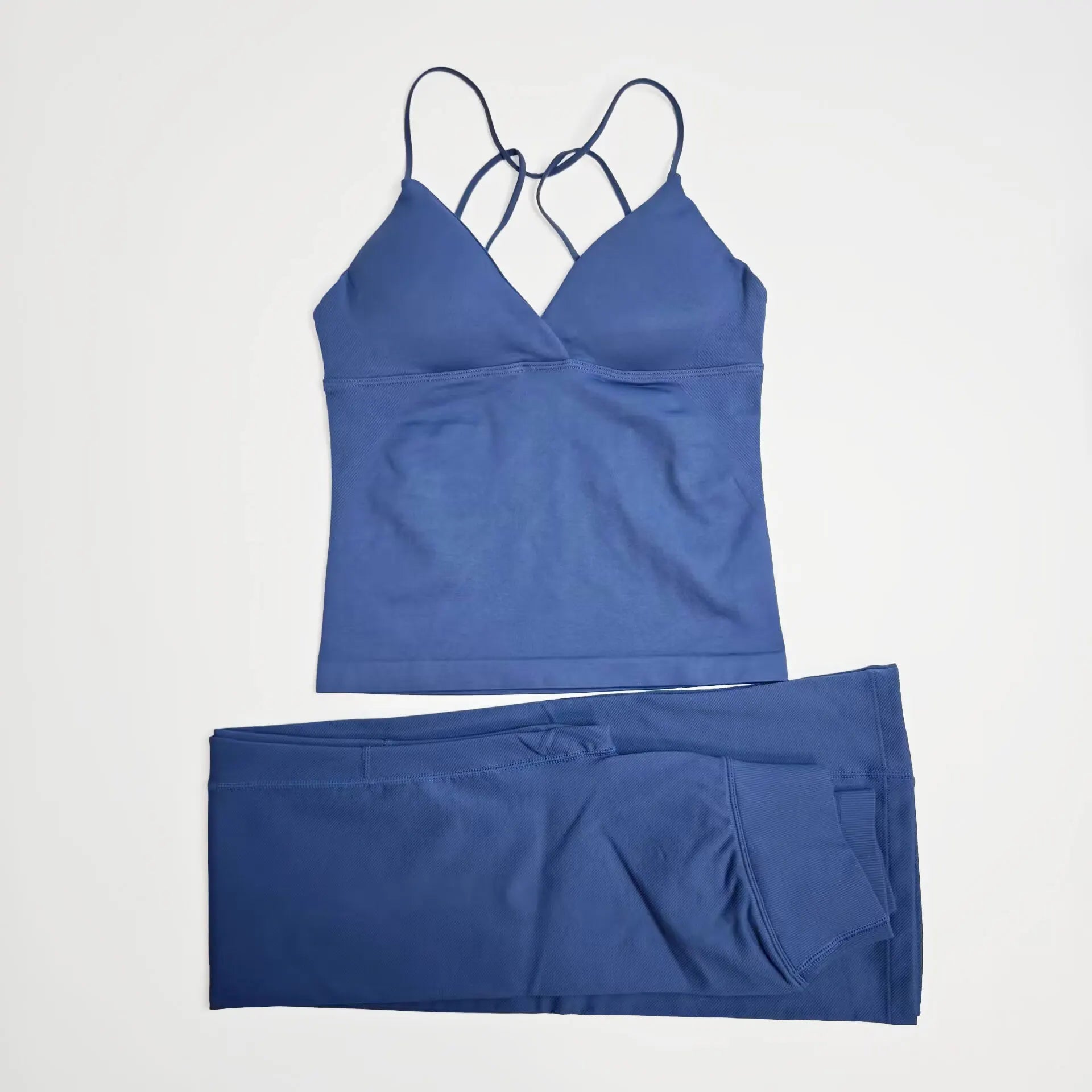 NCLAGEN Women Sportwear Vision Set Twist Front Longline Top + Flares 2 Pieces Fitness Suit Workout Running Outfit Gym Clothing