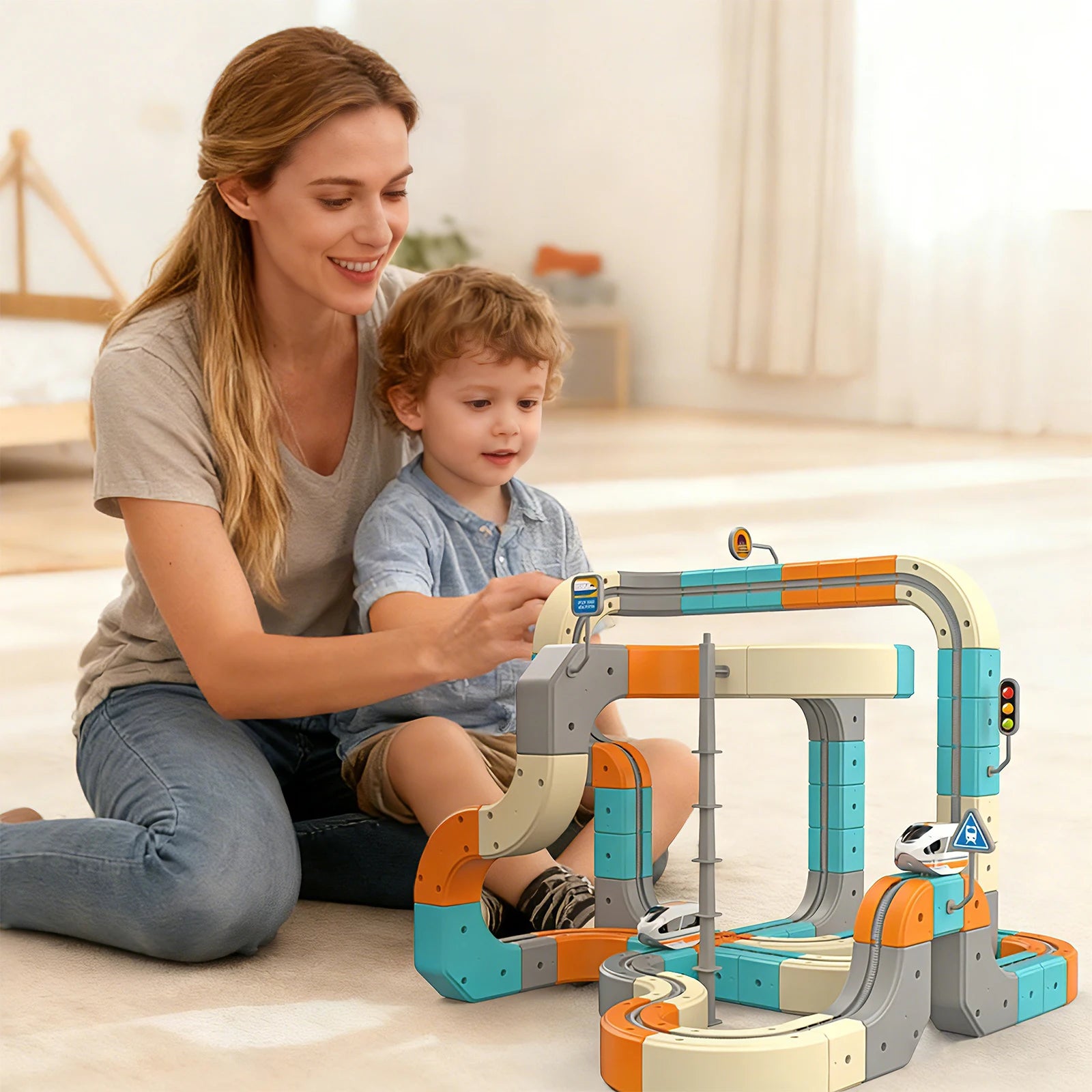 Kid Anti-Gravity Magnetic Attraction Track Train Changeable Magnetic Magic Rail Car Electric Train Building Toy for Kids Gifts