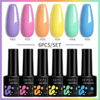 LILYCUTE 7ML 6PCS Neon Gel Nail Polish Set fluorescent Series Color Changing Semi Permanent Soak Off Manicure kit Nail Art Gel