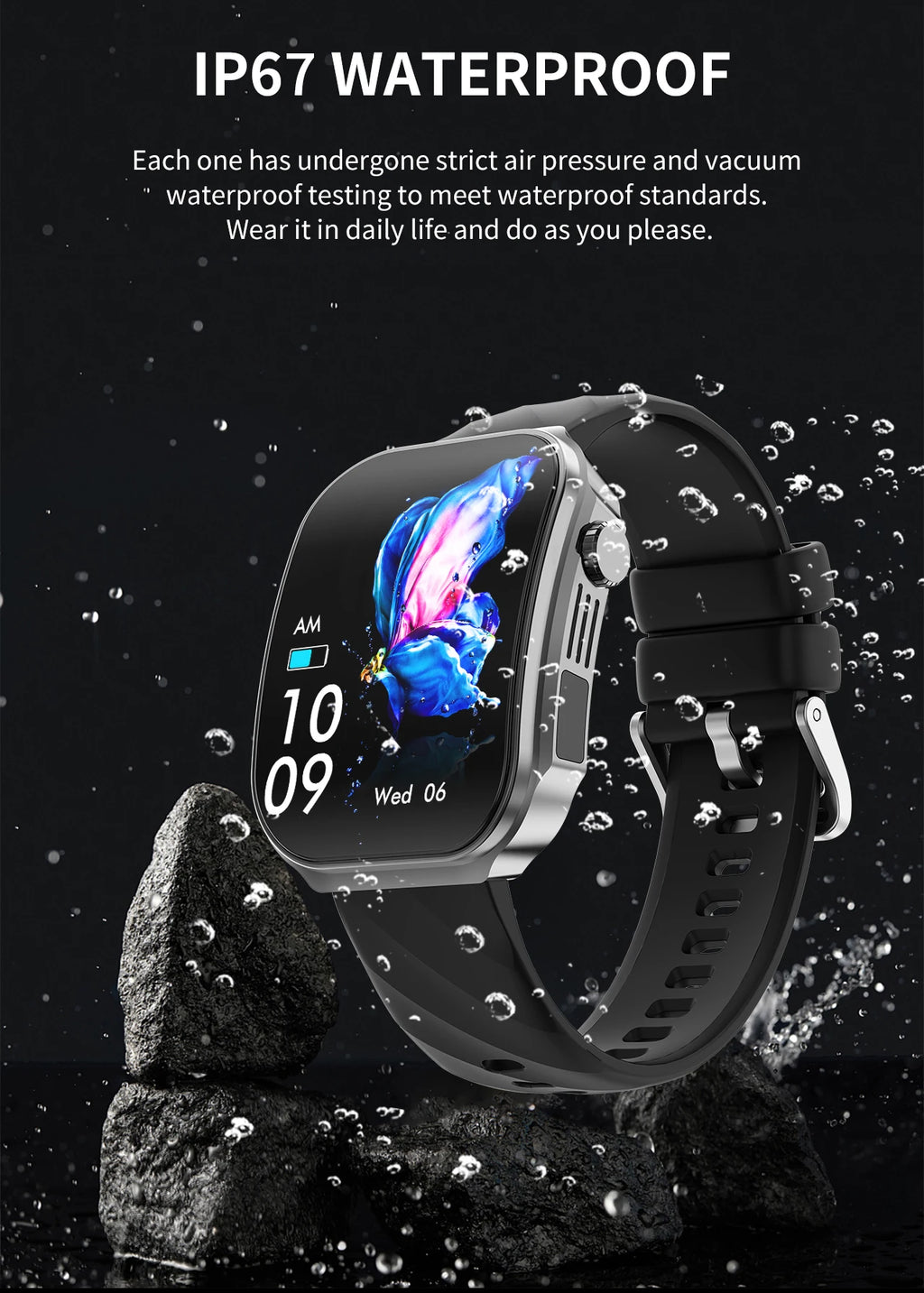 LIGE New 2.2-inch 3D Curved Screen Smart Watch With LED Light Thermometer Health Monitor Smartwatch BT Call Sports Fitness Watch