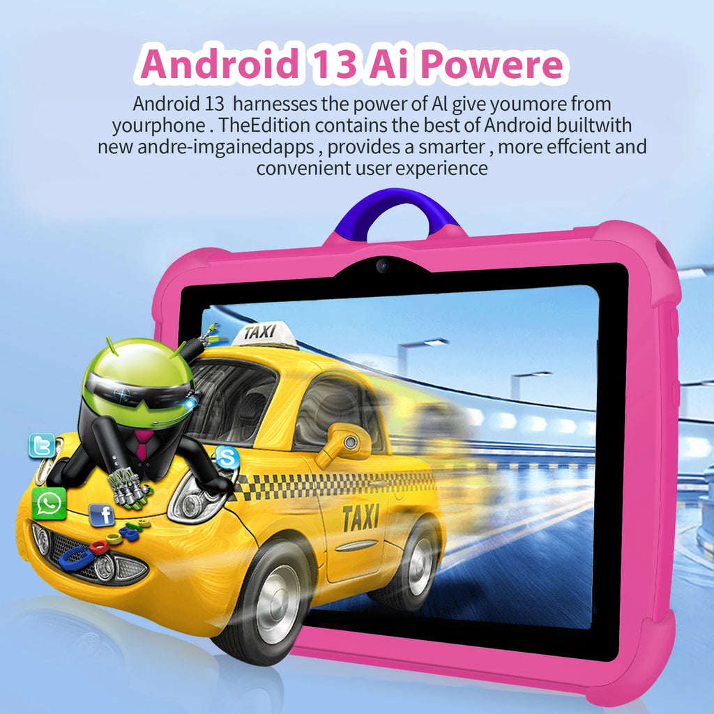New Cartoon Pattern Kids Tablet 7 Inch Quad Core 4GB RAM 64GB ROM Android Learning Education Games Tablets Children's Gifts