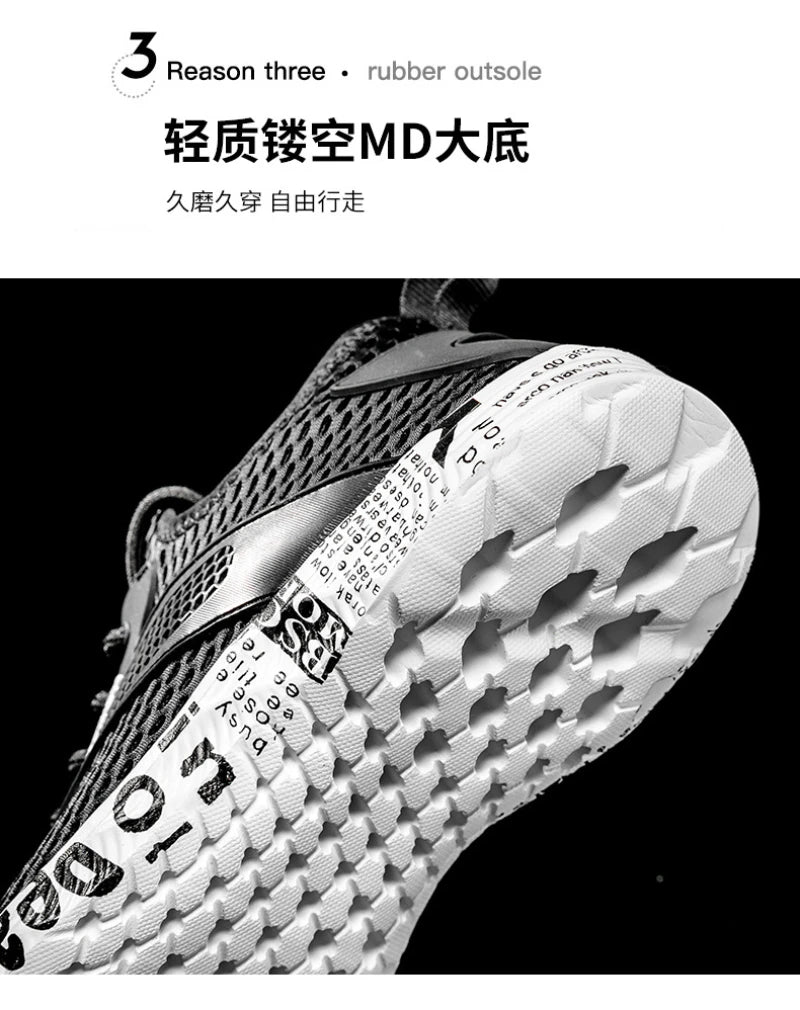 Summer Mens Black Hollow Mesh Sneakers Fashion Breathable Lightweight Casual Walking Shoes Printed Sole Outdoor Sports Footwear