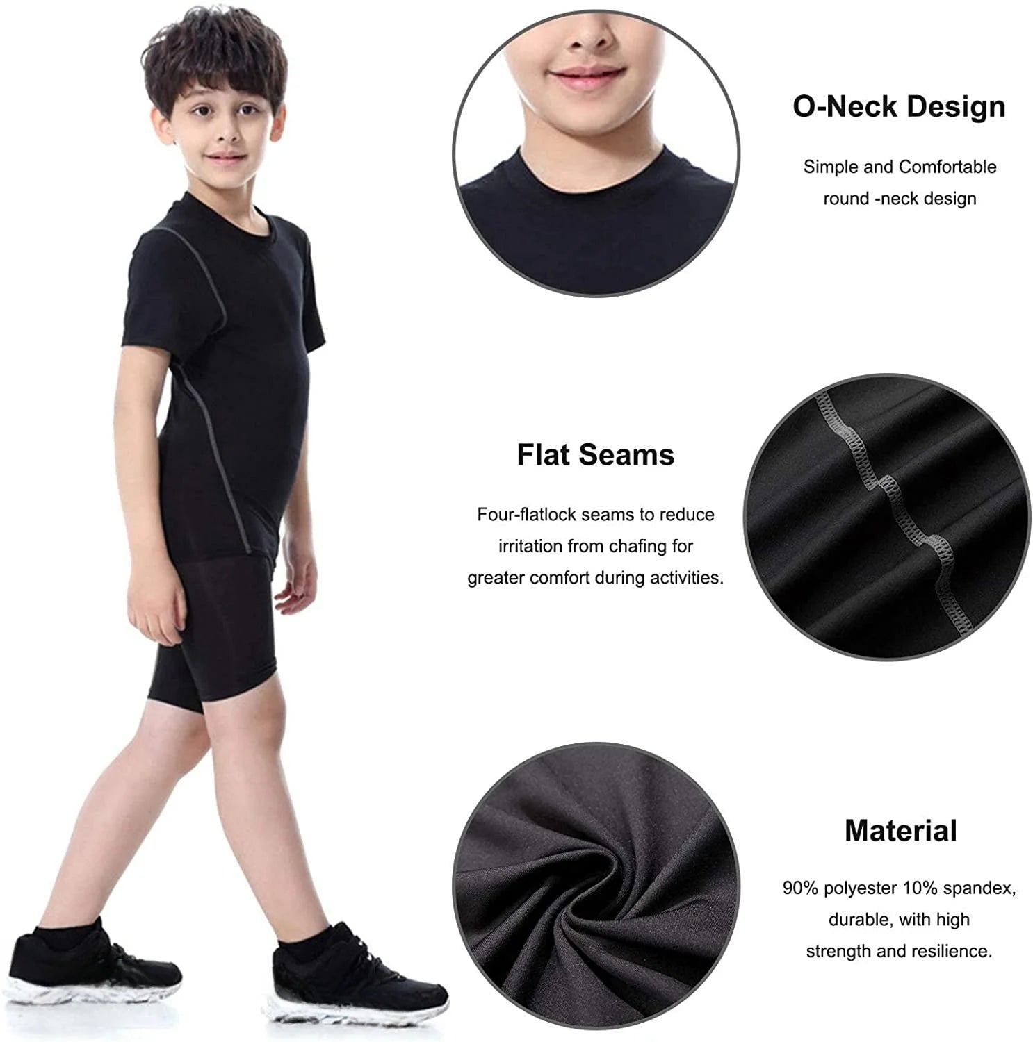 Youth Boys' Compression Sports Set Short Sleeve Athletic Shirts & Shorts Base Layer Set Sports Youth for Kids Football