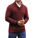 Men's Sweater Spring Shawl Collar Pullover Solid Color Sweater Casual Cable Knit Button-Up Pullover High Quality Tops US Size