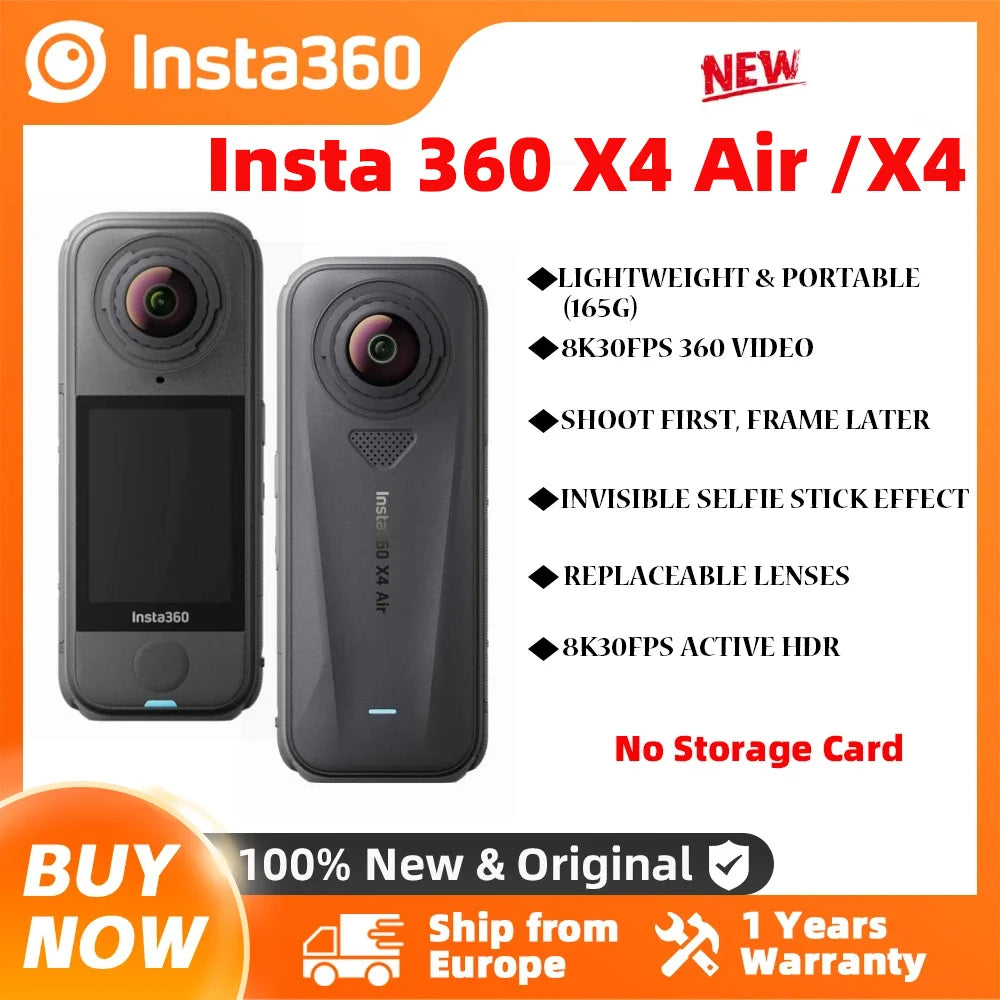 Insta360 X4 Air / X4 Action Camera - 165g light 8K 360-Degree Camera, Invisible Pole Effect Built-in want X4 Air
