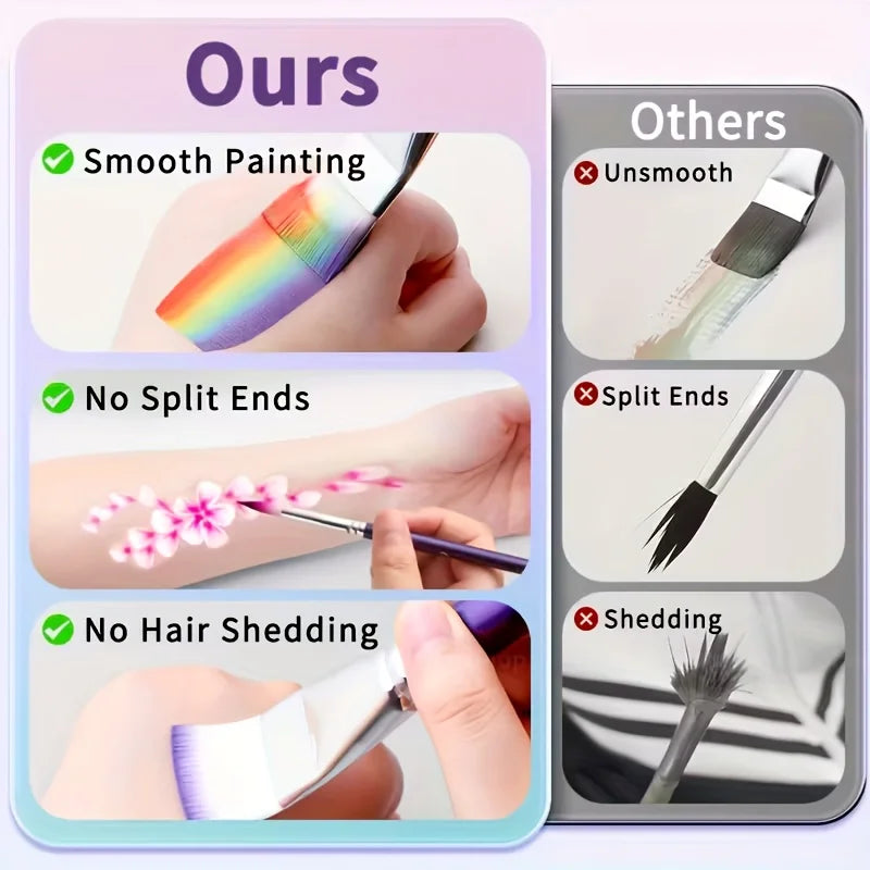 7/11pcs Professional painting brush set, wide and delicate brushes for artistic makeup and design, facial and body art brushes