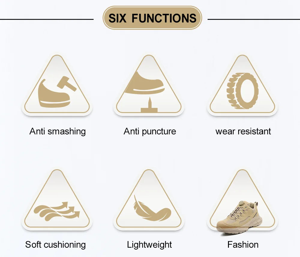 Rotary Buckle Safety Shoes for Man with Steel Toe Cap Anti-smashing, Anti-puncture, Anti-slip Work Safety Boots Industry Welding