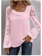 Fashion White Lace Blouse Women 2023 Casual New Arrivals Shirts And Blouses Elegant Female Loose Long Sleeve Tops