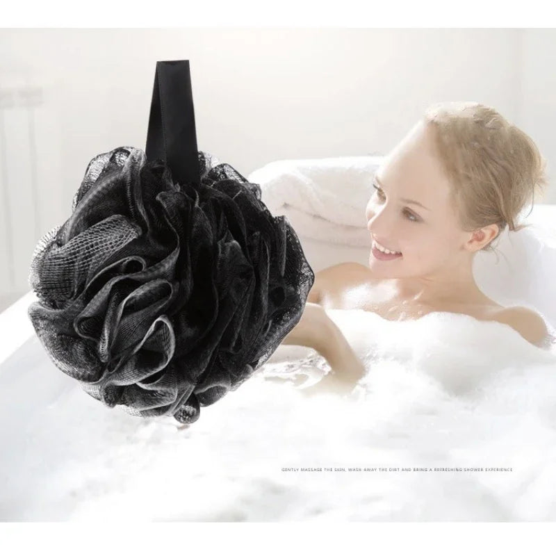Soft Lufa Shower Sponge - Black - Dead Skin, Gives Glowing Skin - PE Skin-friendly Bath Ball for Home & Dormitory