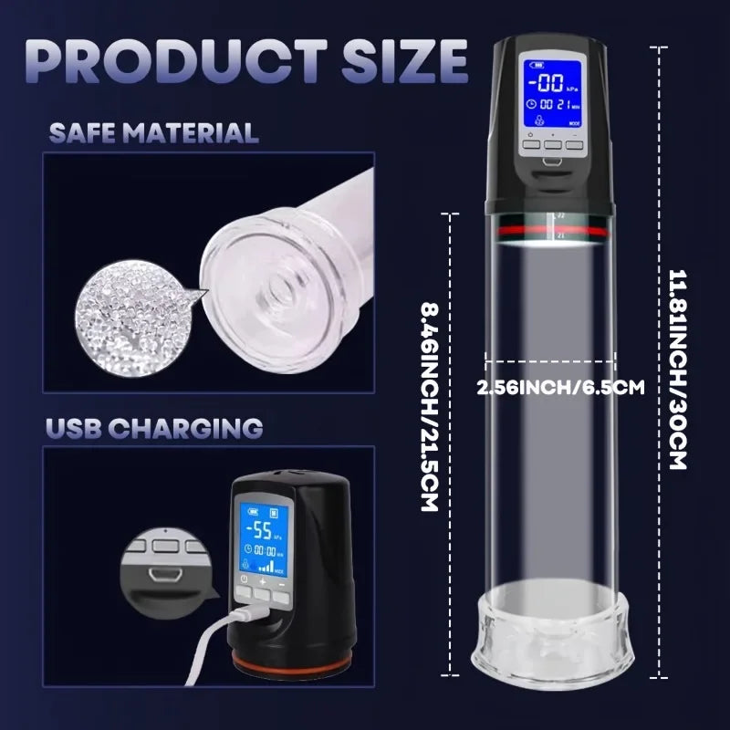 Automatic Penis Pump Suction Vacuum Male Masturbation Penis Extender Dick Erection Enhancement Trainer Adult Sex Toys