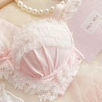 UK Trending! MOYISU Kawaii Lolita Bra Set Full Cup G Heavy Underwire Support Heavy Lace Thin Cup Pure Sexy Teen Lingerie Summer