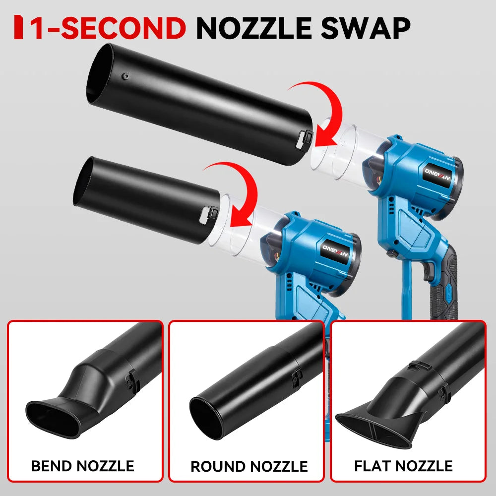 ONEVAN 2IN1 Brushless Electric Turbo Blower 38000RPM Cordless Handheld Dust Leaf Blowing Power Tool For Makita 18V Battery Pin