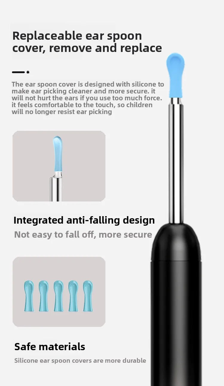 Visual Ear Wax Cleaner with Camera Safe Earwax Removal Endoscope with 5M Camera Luminous Otoscope Ear Cleaning Tools Ear Care