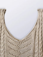 Spring Summer Casual V Neck Hollow Out Knitted Vest Solid Color Sleeveless Tops Orange Green White Khaki 2026 Women Clothes