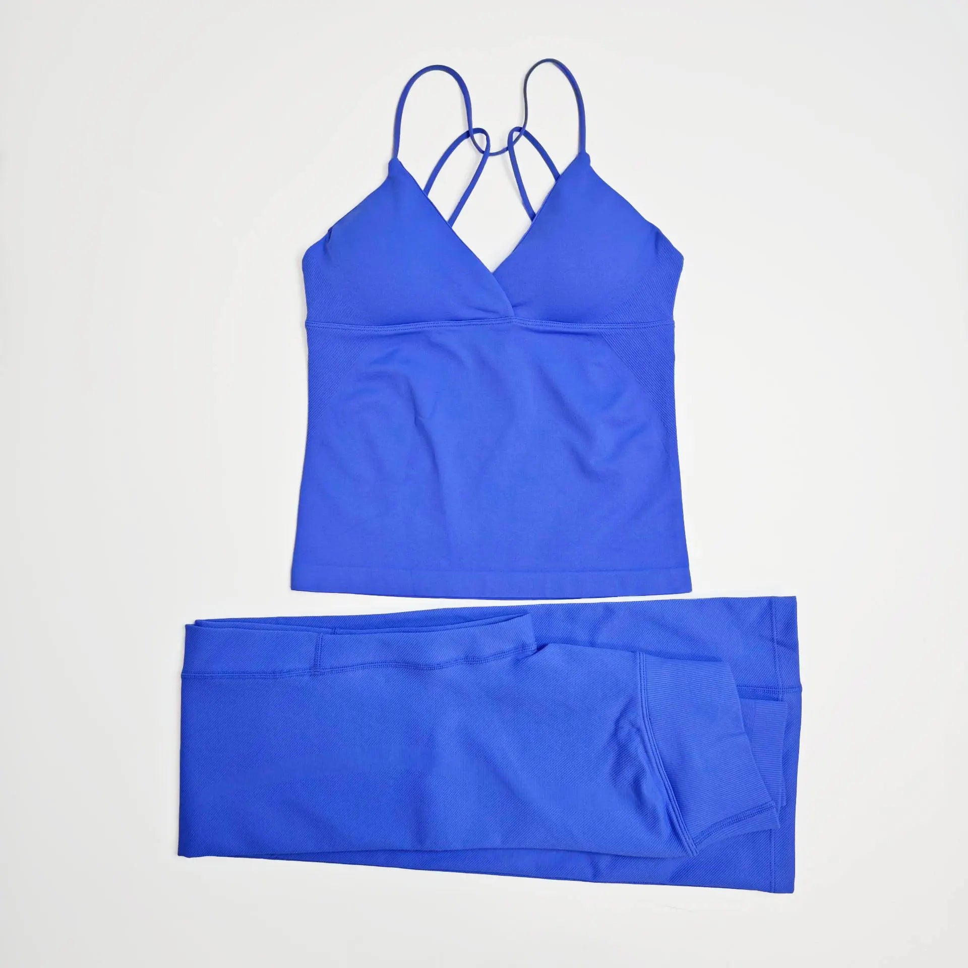 NCLAGEN Women Sportwear Vision Set Twist Front Longline Top + Flares 2 Pieces Fitness Suit Workout Running Outfit Gym Clothing