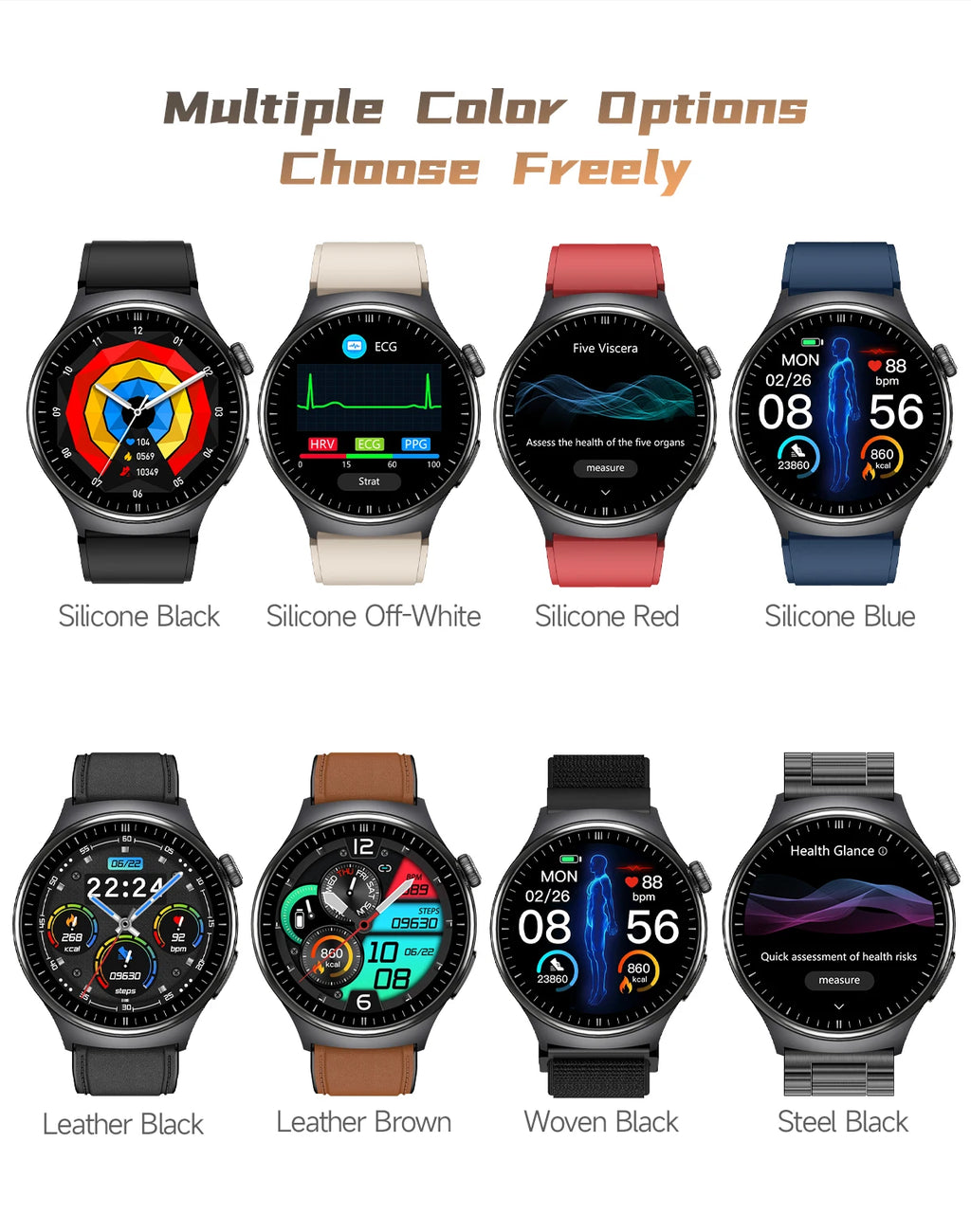 2026 New Micro Physical Examination Health SmartWatch Men ECG Uric Acid Lipids Blood Pressure BT Call Smartwatch For Android IOS